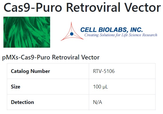 Cas9-Puro Retroviral Vector